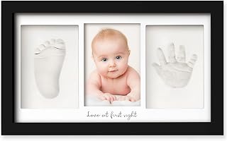 Baby Hand and Footprint Kit - Clay Handprint Keepsake Frame, Newborn Nursery Picture Frame, Personalized New Mom Gifts for Baby Shower & Registry (Onyx Black)