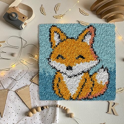 YP Latch Hook Kits for Adults DIY Rug Tapestry Kits with Printed Canvas Embroidery Kits Festival Gifts Home Decoration (Fox,11.8inch X 11.8inch) by YP - Image 2