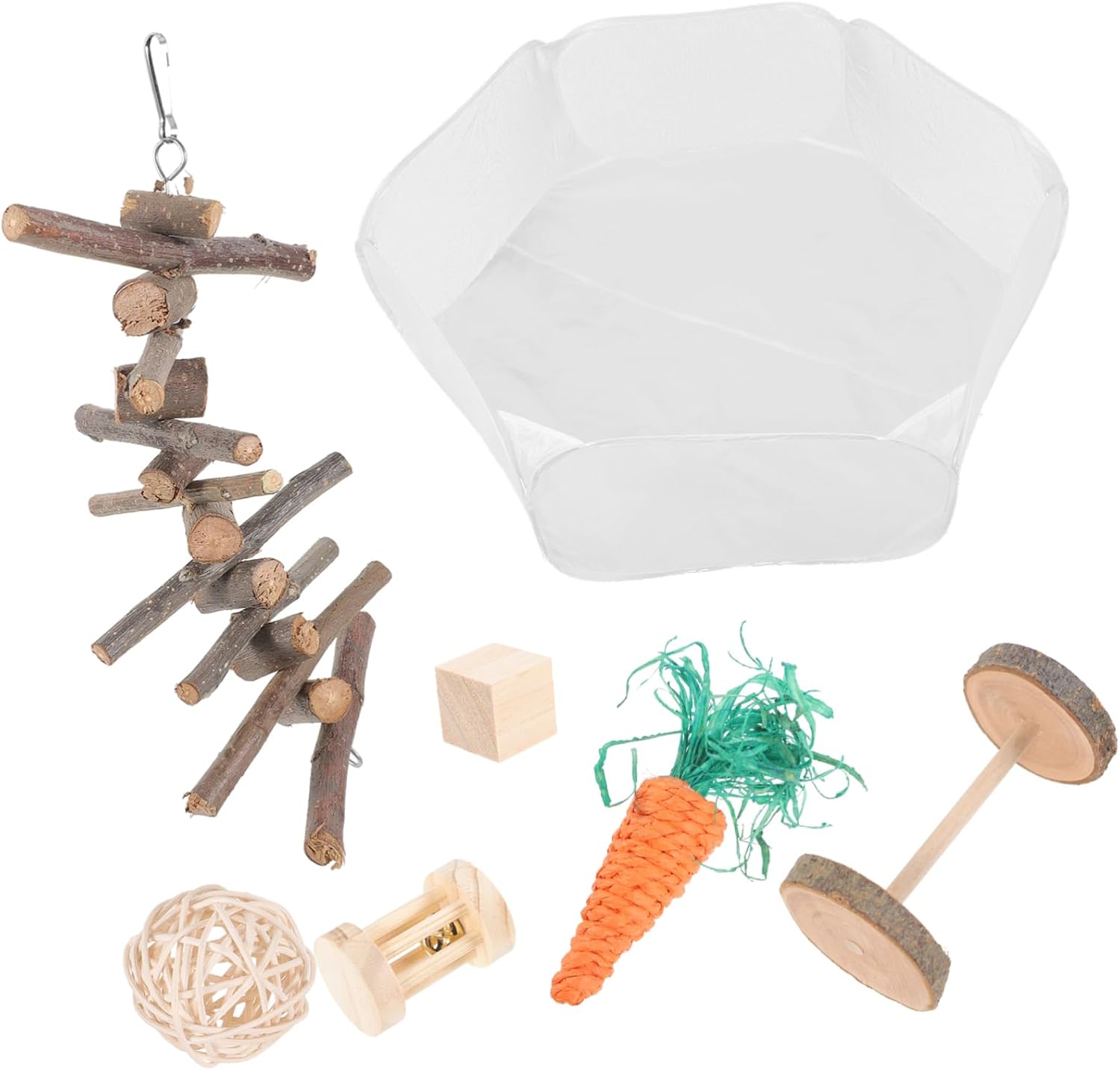 Abaodam 1set Wooden Hamster Toys Guinea Pig Playpen Chew Toys for Small Animals Includes Molar Chewing Accessories for Hamsters Guinea Pigs and Gerbils