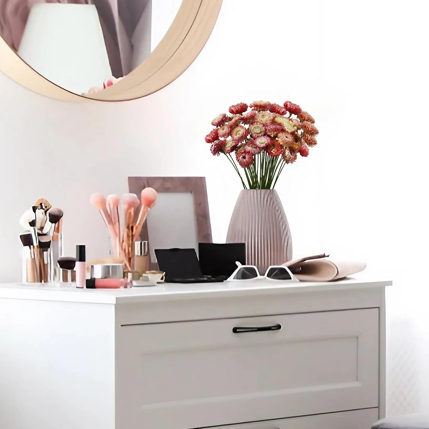 ドライフラワー 40個 デイジーブーケ 100%天然菊 ドライフラワー 花瓶 ホームデコレーション パーティー DIY アレンジメン