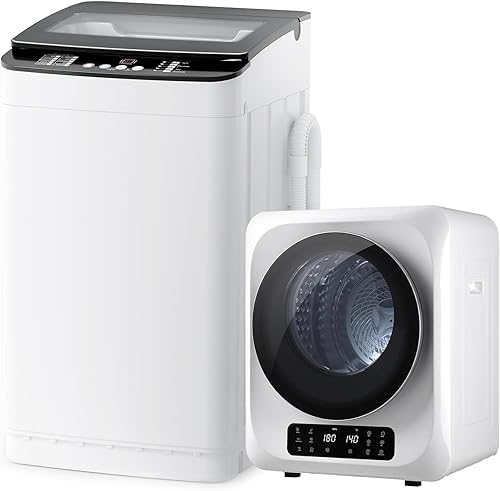 Auertech Juego combinado de lavadora y secadora portátil, secadora de ropa portátil de 12 libras, 6 modos de secado, lavadora totalmente automática