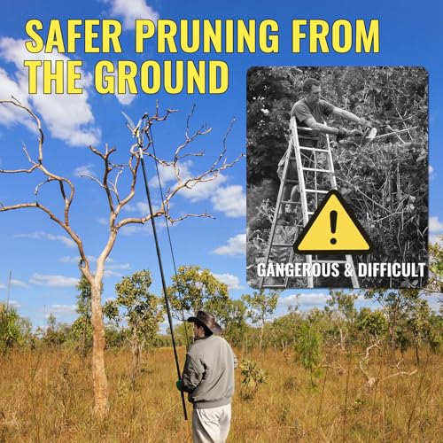 BlumeTrec 10.5FT Pole Saw for Tree Trimming, 2-In-1 Manual Tree Pruner with Saw, Extendable Long Handle Pole Tree Trimmer, High Reach Limbs Branch Cutter and Pruning Shears for Yard Garden Palm Shrubs by BlumeTrec - Image 8