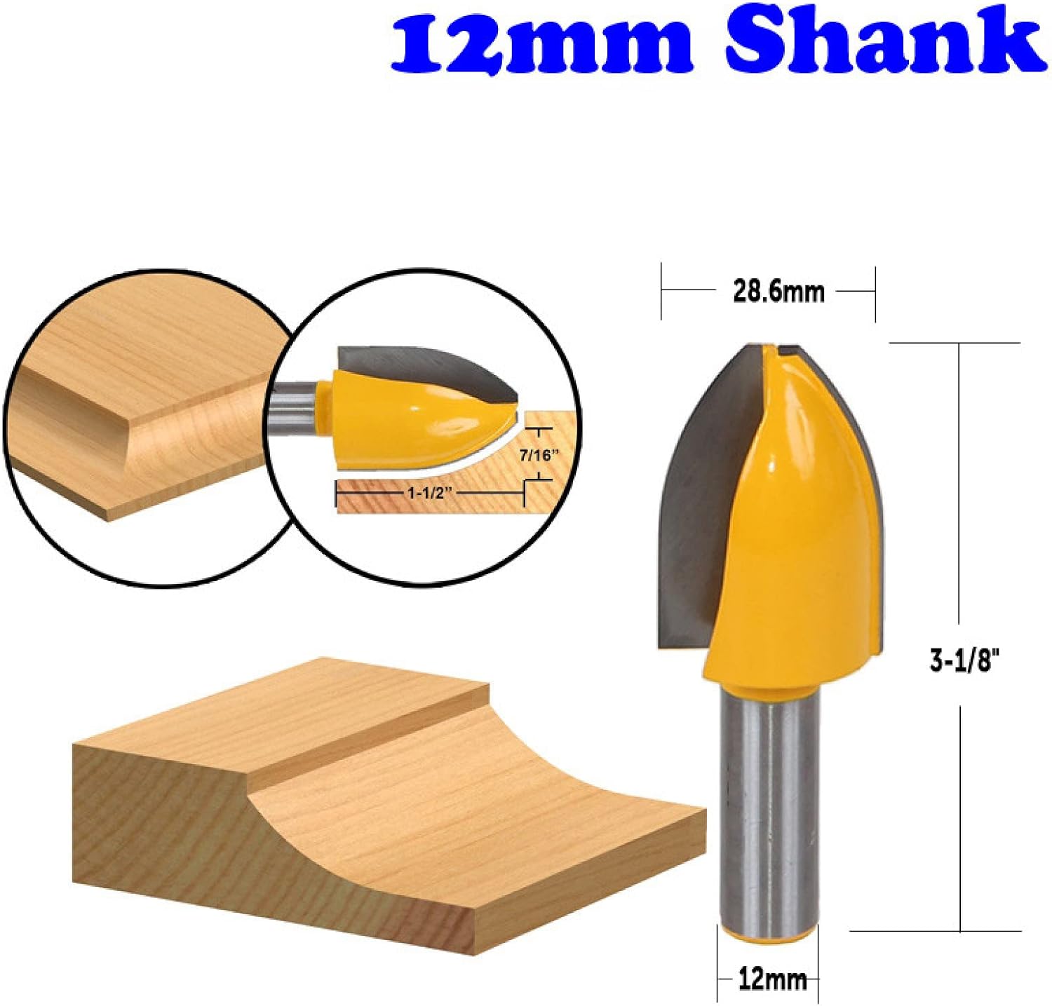 4PC12mmシャンクパネルライザールータービット垂直ビードカッター木工ビット木工フライス