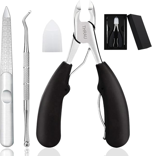 THRAU Toenail Clippers, Professional Podiatrist Toe Nail Clippers for Thick & Ingrown Nails, Sharp Curved Blade Grooming Tool Toenail Cutters for Women, Men & Seniors
