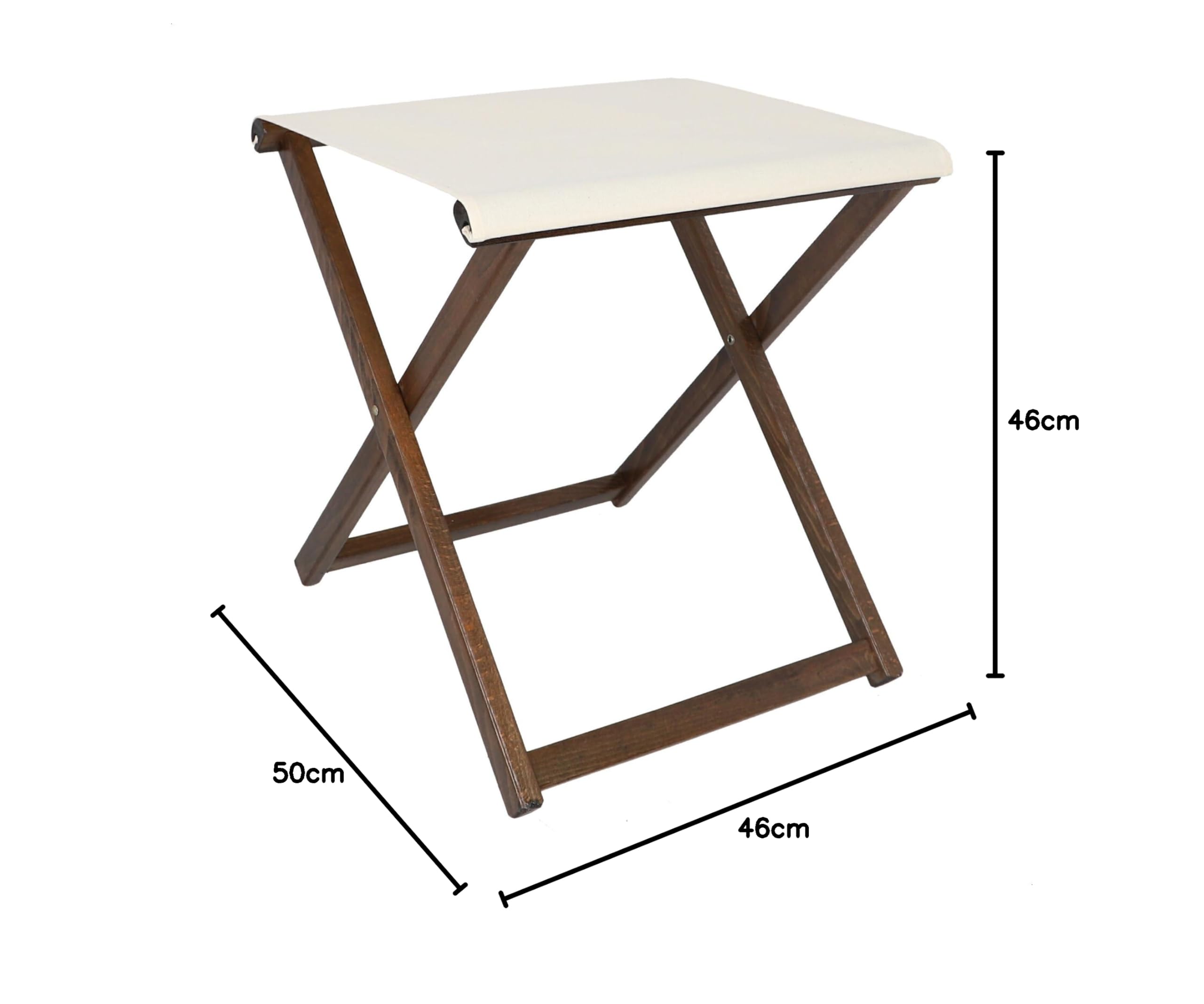 Well Home MOBILIARIO & DECORACIÓN Taburete Director Plegable en Madera, Acabado Nogal, 46x46x50 cm