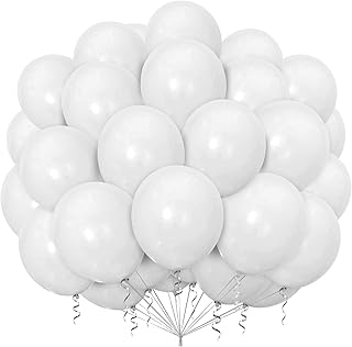 Globos Blancos,100 piezas 12 Pulgadas Globos de Látex Blancos,Globos Cumpleaños Blanco para Bodas Cumpleaños Fiestas Baby Shower Graduación Princesas Nupciales Decoraciones