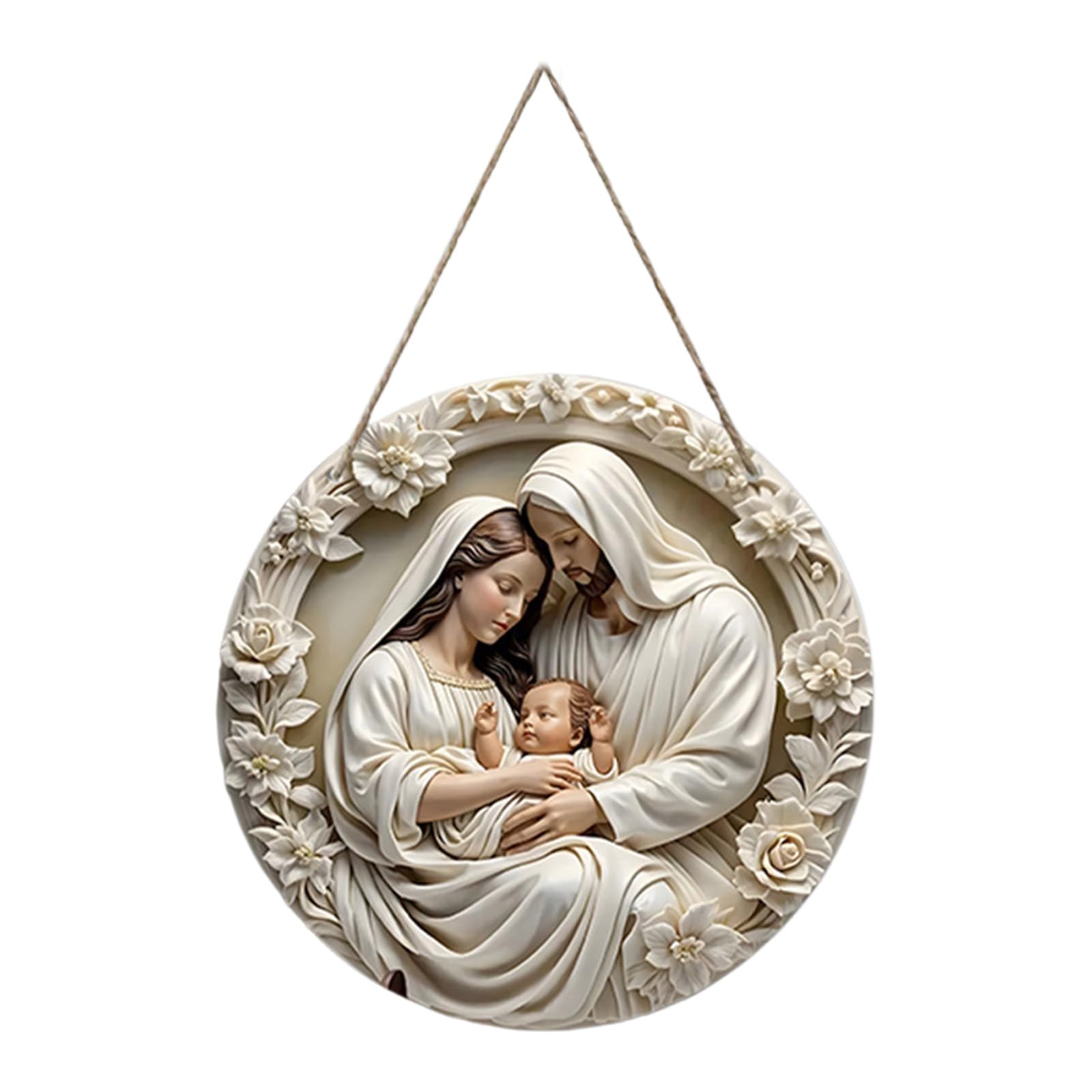 Xjdzineq Wood Carveds Plaques with Jesuses and Marys Nativitys Scene Ornament for Spiritual Ambiances Jesuses and Marys Wood Plaques