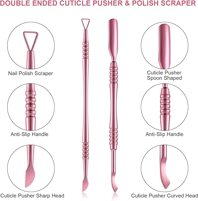 Kit de Manicura y Pedicura Mudder con Cortaúñas y Empujador de Cutículas Acero Inoxidable Rosa miniatura 5