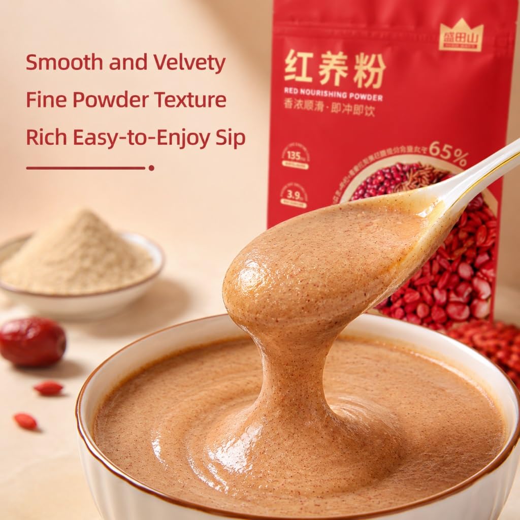 Polvo De Ñame Y Dátil Rojo, 245 G, 5 Ingredientes Rojos, Reemplazo Instantáneo Comidas Cereales, Mezcla Suave For Bebidas For El Desayuno, Nutrición Fácil(245g*5)