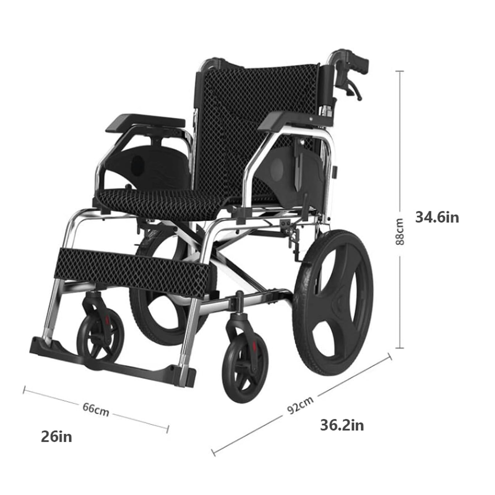 Sillas De Ruedas Silla De Ruedas Manual Ligera De Viaje Silla De Ruedas De Transporte De Aleación De Aluminio con Frenos De Mano Y Asiento Ergonómico Ligera