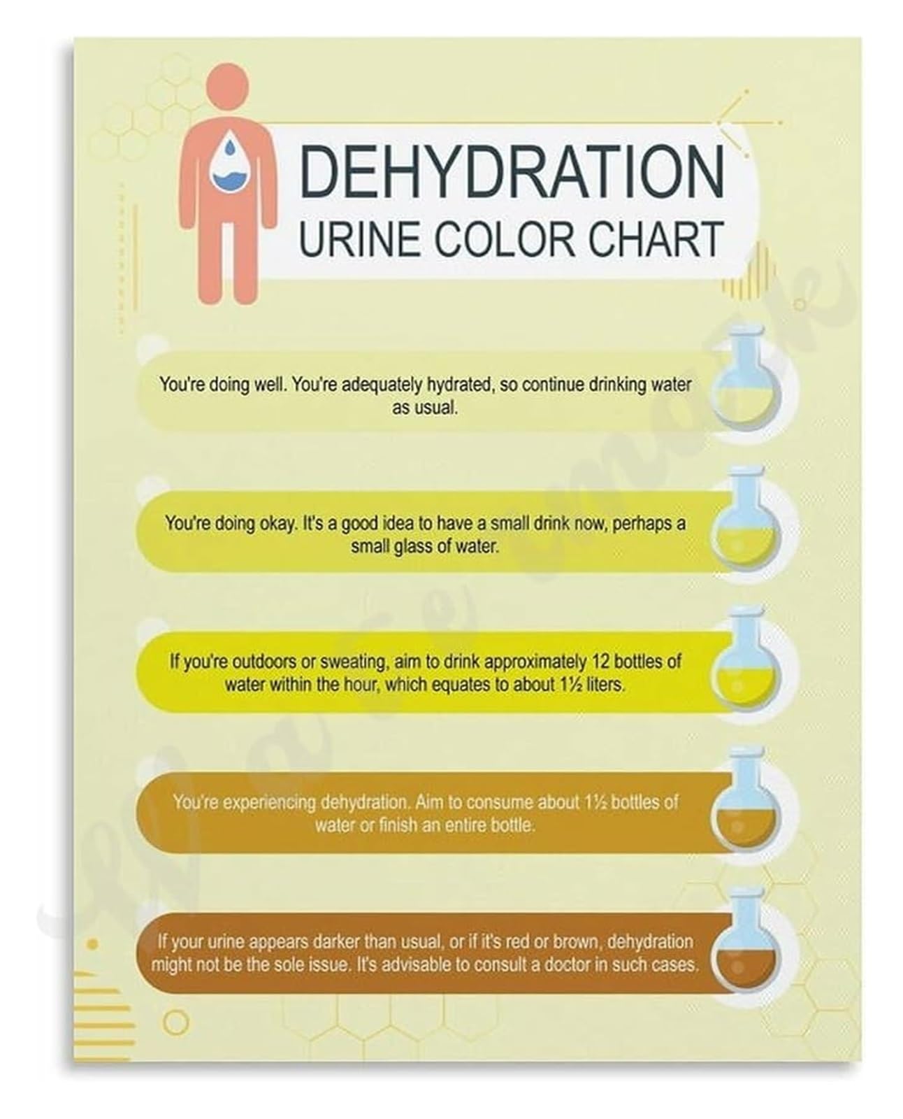 PKNVKZIDK Urine Color Chart for Hydration Monitoring Health Poster Canvas Print Gift