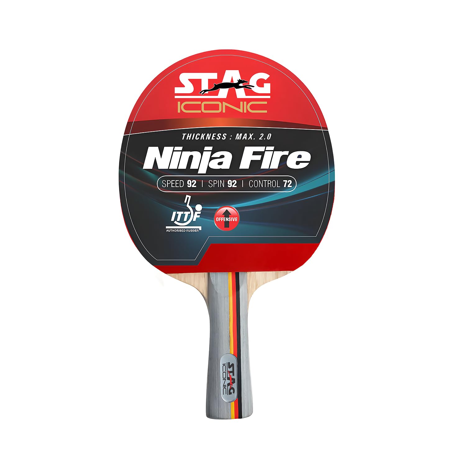 stag iconic ninja fire advanced series table tennis (t.t) racket| professional training t.t racquet to level-up the performance | custom designed comfortable grip paddle