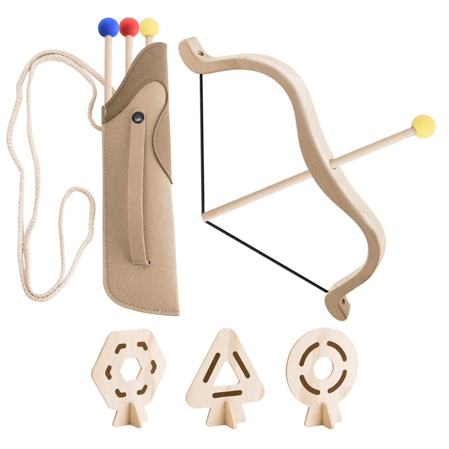 Jeu d'arc et de flèches pour Enfants, Version pour enfants, Ambidextre, So-078-EU, 3 flèches en bois, 3 cibles en papier, Pochette pour les flèches