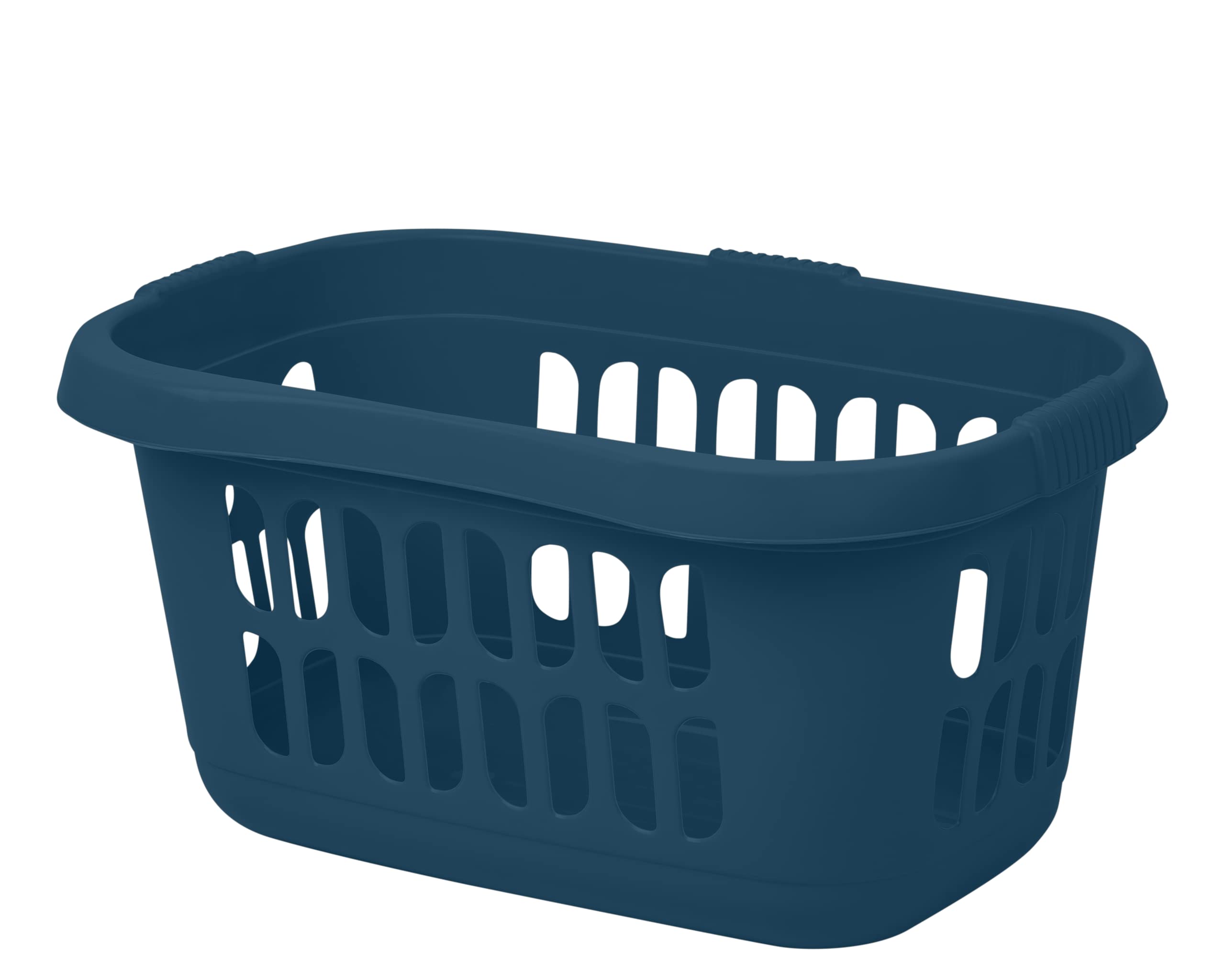 JMS We Create Smile (Set Of 2) 60L Litre Plastic Hipster Laundry Basket Washing Clothes Linen Storage Bin Stackable Organiser For Kitchen Bathroom Laundry Room (Ice White