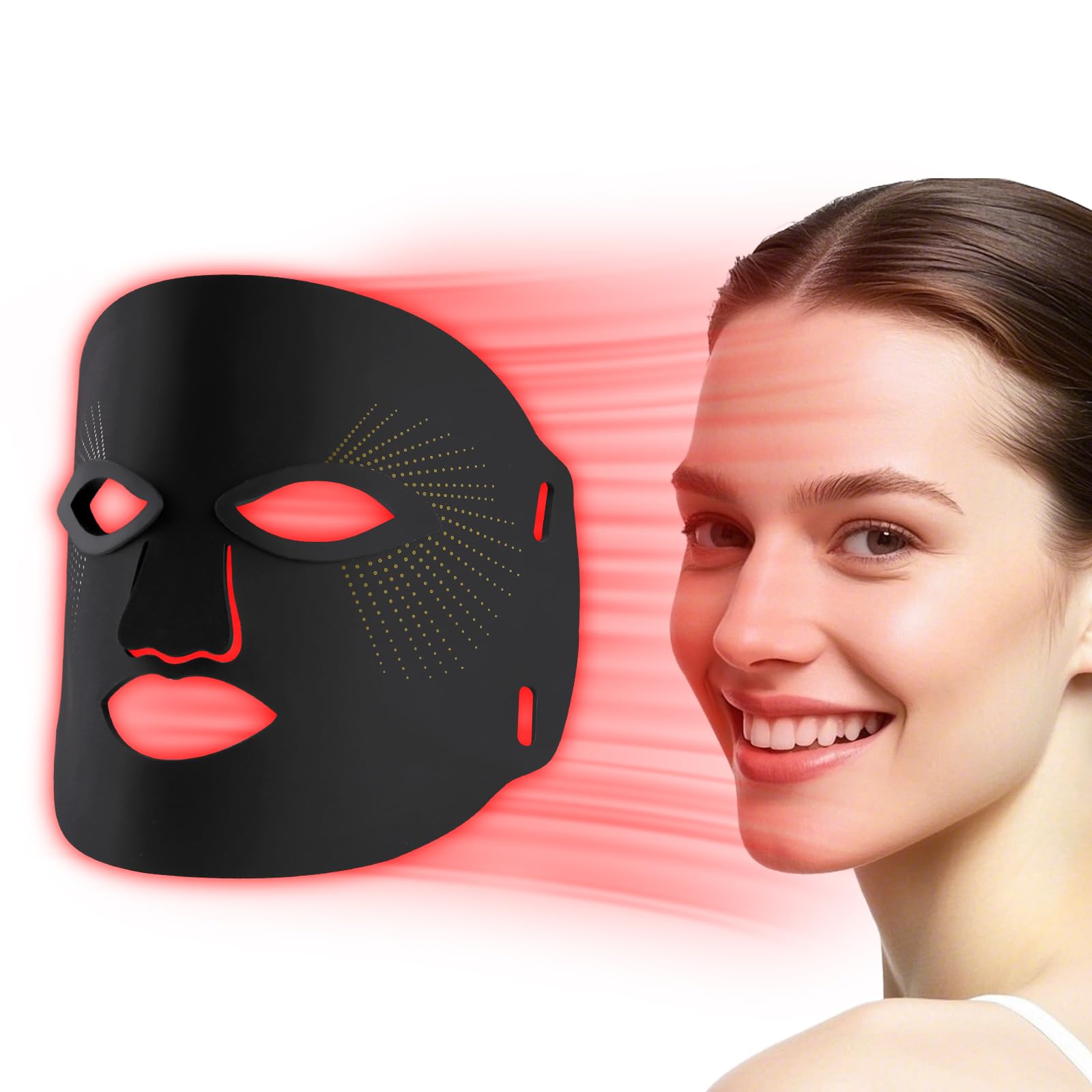 Red Light Therapy for Face, Red Light Therapy Mask, 7 Colors LED Facial Mask for Wrinkle Remove & Anti Aging, Skin Care Home Use, Black (Upgraded Version)