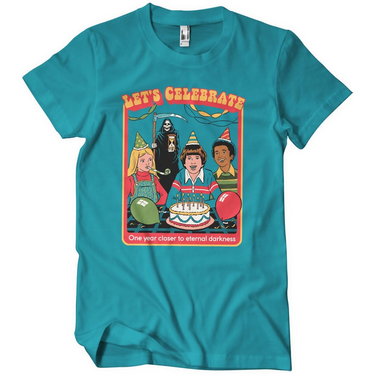 Steven Rhodes Men's Tropicalblue Officially Licensed Let's Celebrate T-Shirt (Tropicalblue), Medium