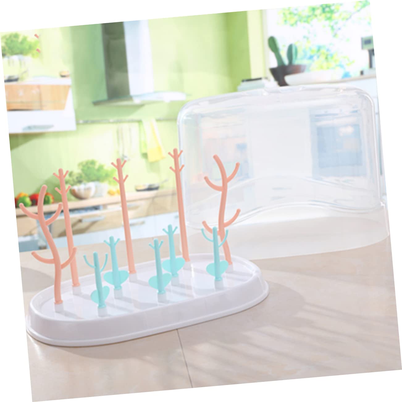 IMIKEYA Multifunktionales Babyflaschen Trockengestell mit Abdeckung Flaschenständer für Milchflaschen Glasflaschen Sicherer PP Material Transparent für Trocknung Aufbewahrung von