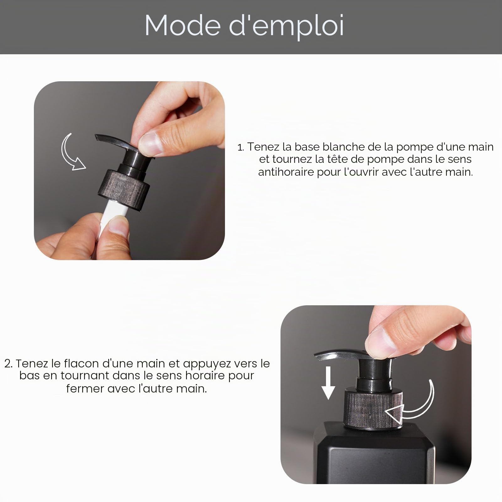 Distributeur Shampoing et Gel Douche, 8 Pièces Flacon Pompe Vide 500ml, Distributeurs Savon Noir en Plastique avec Étiquettes, pour Cuisine et Salle de Bain, Noir Mat