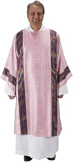 Avignon Dalmatic Inner Stole Clergy Gift Catholic Christian Cotton Vestment Church Pastor, Color - Rose, Length - 48 Inch