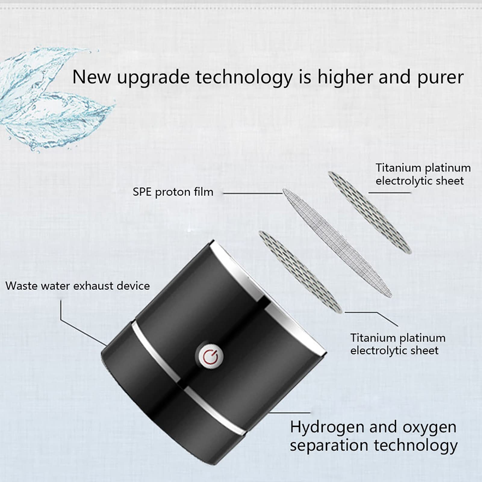 Botella De Agua Rica En Hidrógeno Ionizador Generador De Agua De Hidrógeno Tecnología SPE De 3 Minutos Haga Que El Contenido De Hidrógeno Sea De Hasta 1000-1200 PPB Descarga De Ozono Y Cloro 250Ml