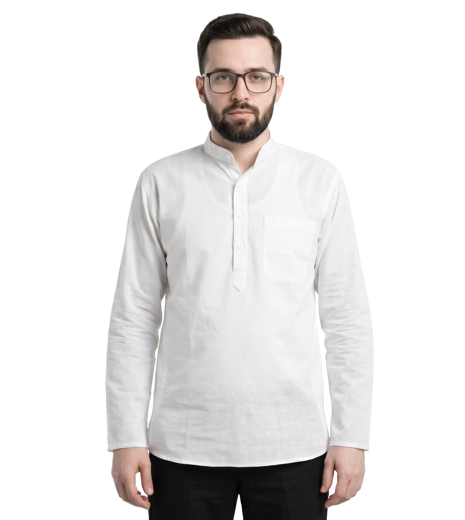 Short Kurta for Men White Color 100% Cotton-image-49