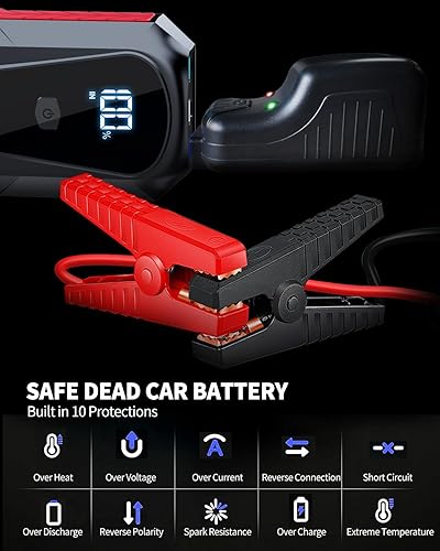 Miniatura 5 de Arrancador de batería de automóvil, SUCFOCUS Jumper Starter portátil 3000A (para motor de gas de 9.0L o 8.0L Diesel), paquete de energía LED de 12