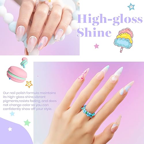 Miniatura 3 de Beetles - Esmalte de uñas de gel pastel, 6 colores, rosa macarrón, azul, verde, amarillo, morado, suave, pastel, kit de manicura de gel UV, kit de