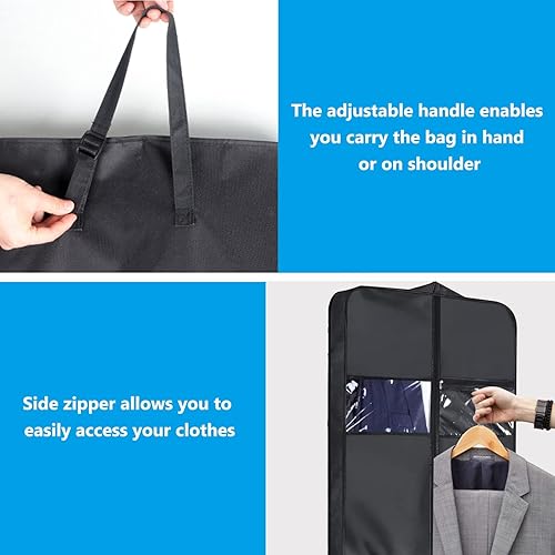 Miniatura 6 de ANBOO Bolsa de ropa de 50 pulgadas para viajes, bolsas de traje grandes para hombres y mujeres con correa para el hombro, funda de traje con