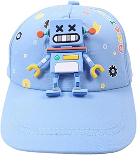 قبعة بيسبول للأطفال مع تصميم روبوت، قبعة كاجوال مزينة بنقوش