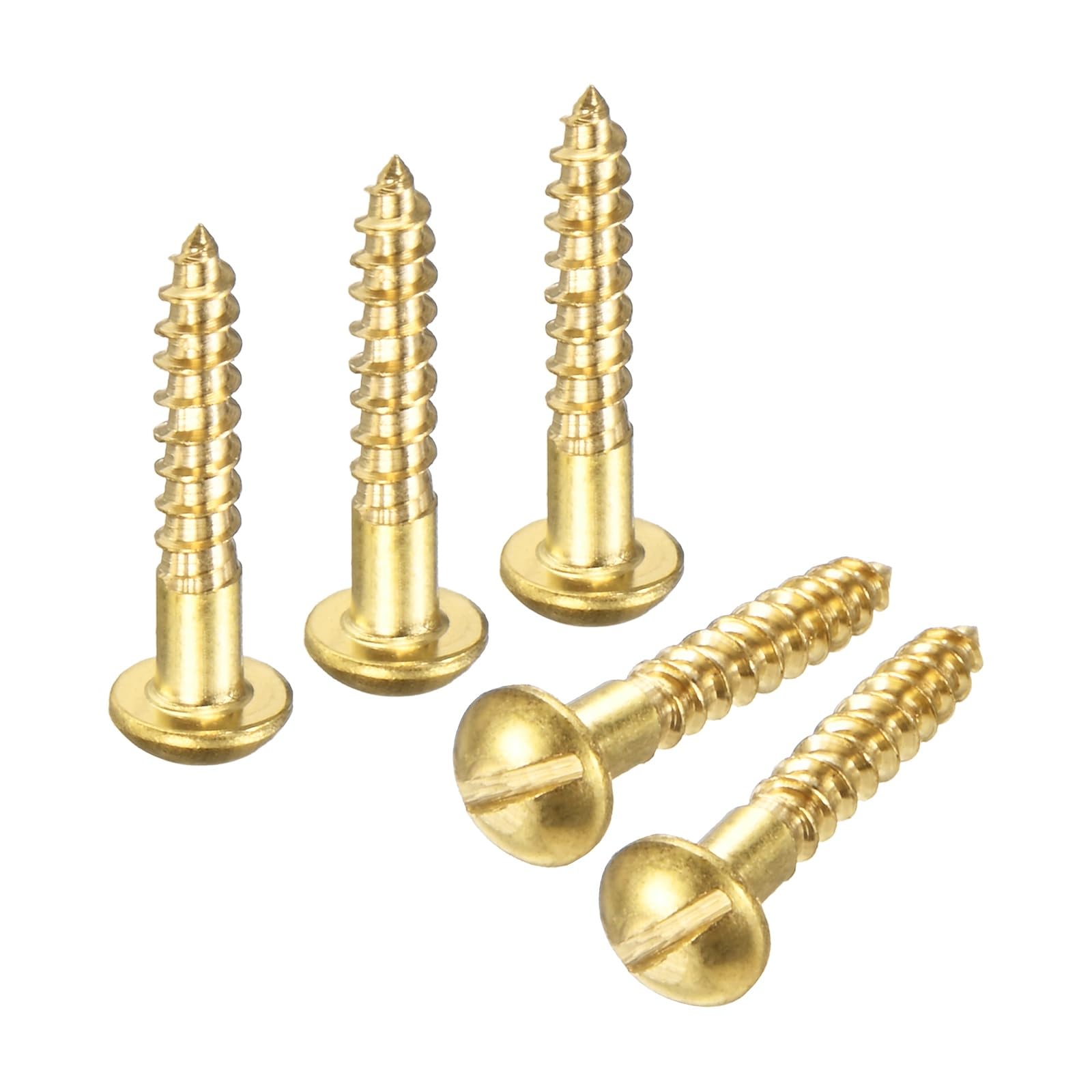 M METERXITY Wood Screws (M3 x 16mm, Brass) 30 Pcs - Slotted Round Head Self-Tapping Screw Apply to Woodworking/Furniture/Appliances Repair/Industry/Gardening