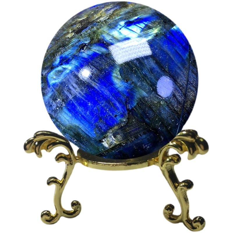Bola de labradorita de 8cm con reflejo azul natural que disipa el estres diario