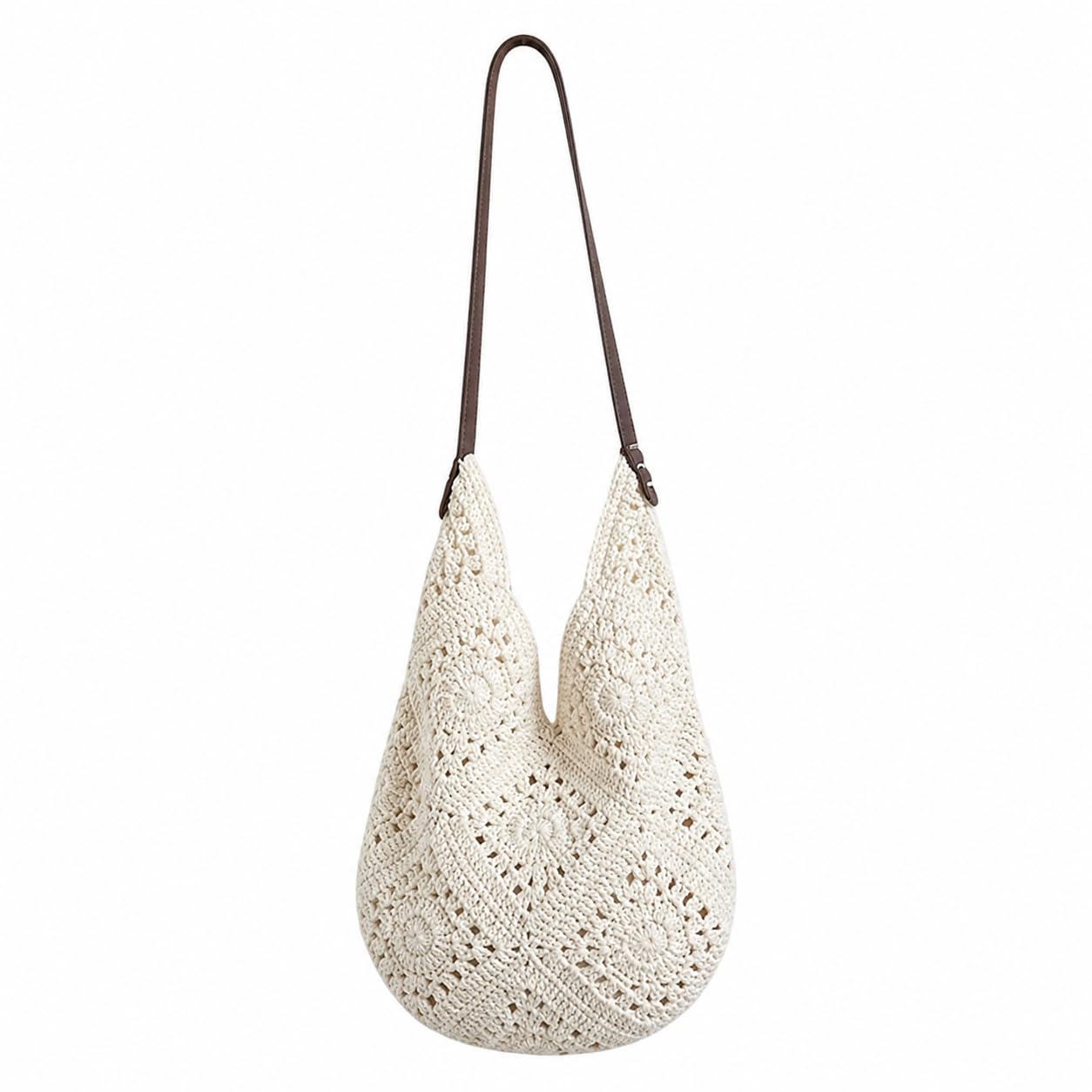 Crochet Women Bag, Granny square bag, Shoulder Ivory Bag, Bohemian style purse, Gift for Her, Vintage Crossbody Tote Bag, Women's Knitted Bag, Beach party Bag-image-31