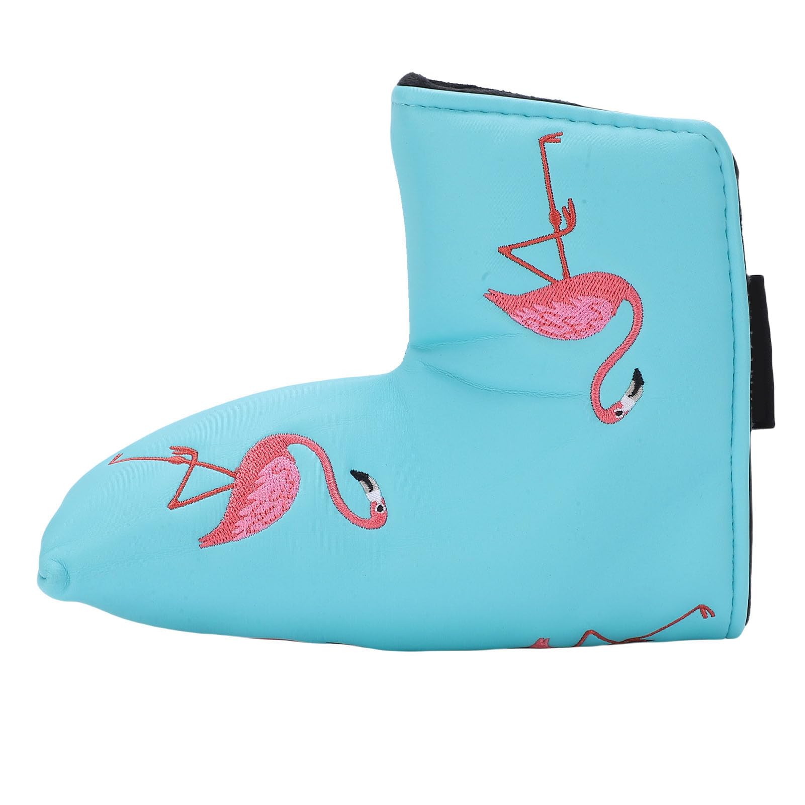 Eacam Mallet Magnetic Putter Headcover, Flamingo Stickerei Mallet Putter Headcover, Wasserdichtes PU-Leder, Plüschfutter, Himmelblau, Eleganz und