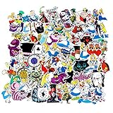 70Pcs Hot Disney Alice in Wonderland Stickers Pack for Water Bottles Cup Laptop Guitar Car Motorcycle Bike Skateboard Luggage Box Vinyl Waterproof Graffiti Patches WJ