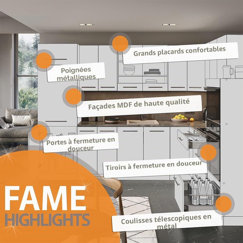 Vicco Etagère de Cuisine Fame-Line, Chêne de Force doré, 15cm sans PT, à Combiner avec d'autres modules de la série Fame-Line