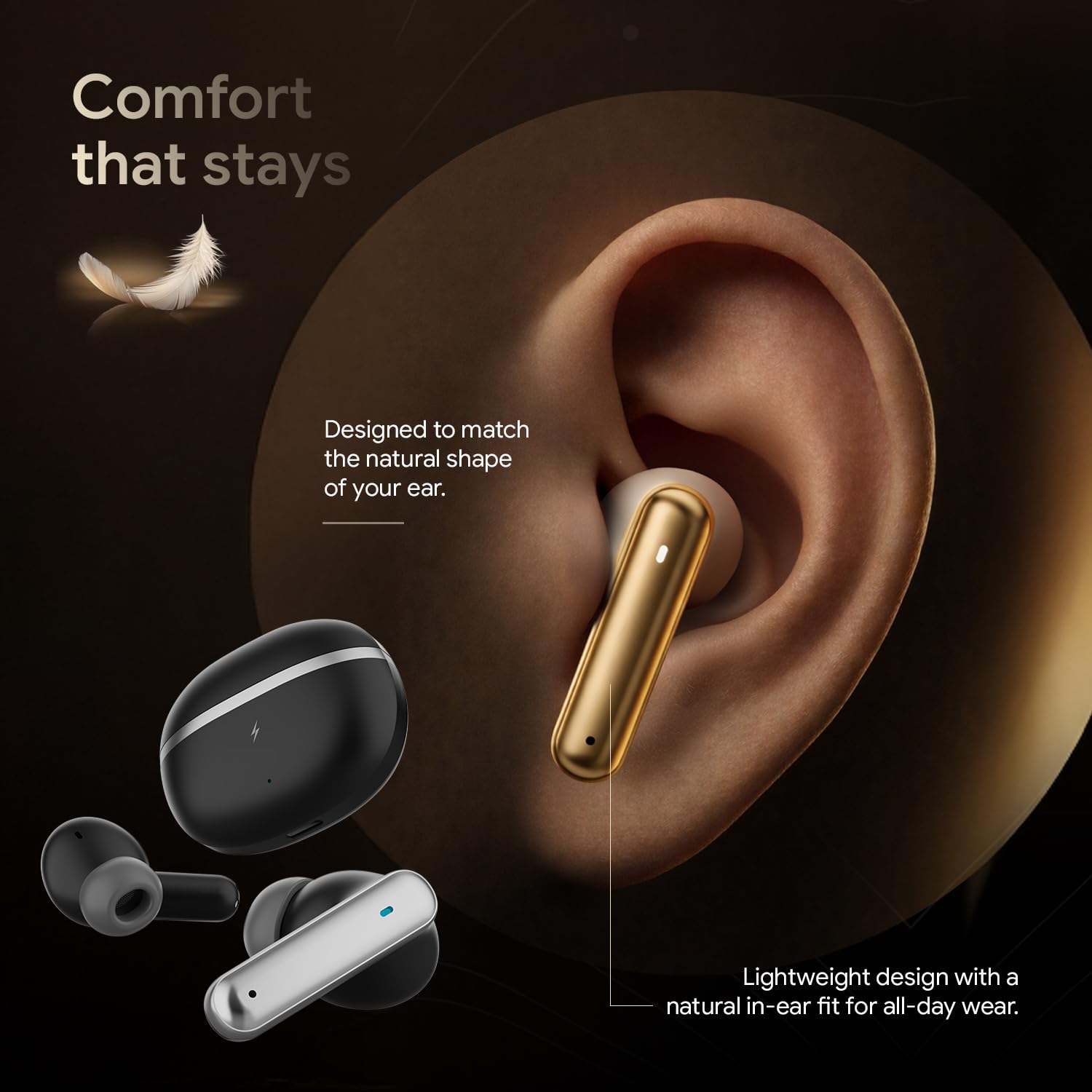 Fire-Boltt Newly Launched Aero Luxe TWS Earbuds with Custom EQ, Bluetooth 5.4 Wireless Earphones, 50H Playtime, Fast Charging Case, 50ms Low-Latency Gaming & Touch Controls Midnight Black — Amazon image 10