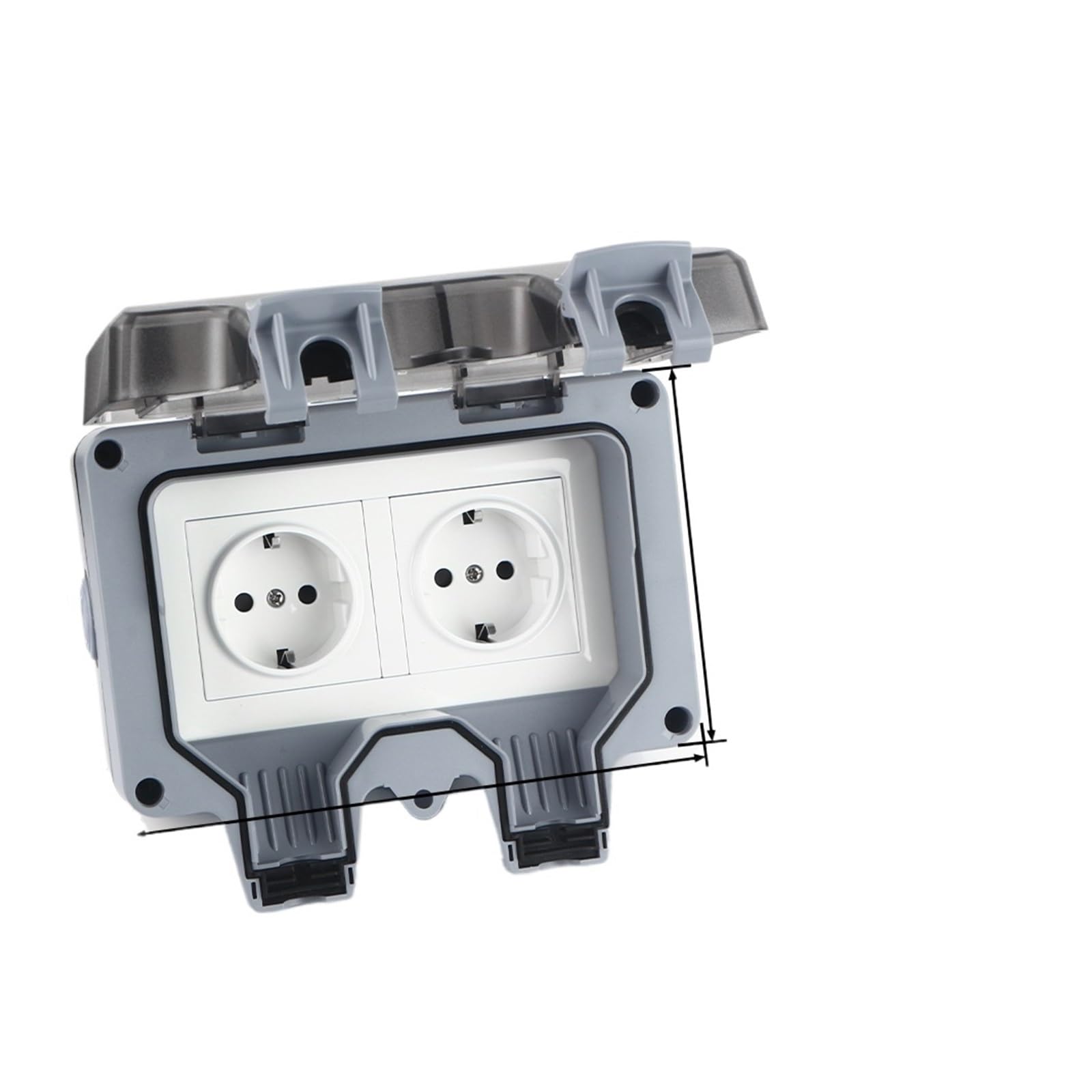 Prises murales extérieures étanches, norme ue FR UK US, prise d'alimentation 250V, 16a, IP66, étanche à la poussière, double prise principale extérieure(EU-Socekt-Box)