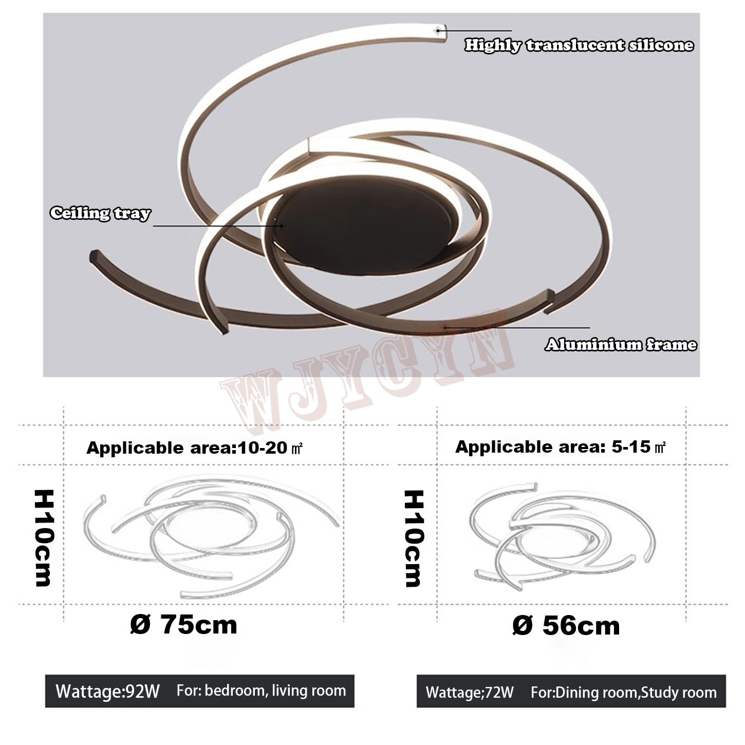 Plafoniera Bianco LED dimmerabile Plafoniera moderna di design floreale a spirale con telecomando per tavolo da pranzo camera da letto Lampada da soffitto in metallo per soggiorno Ø75cm 92W
