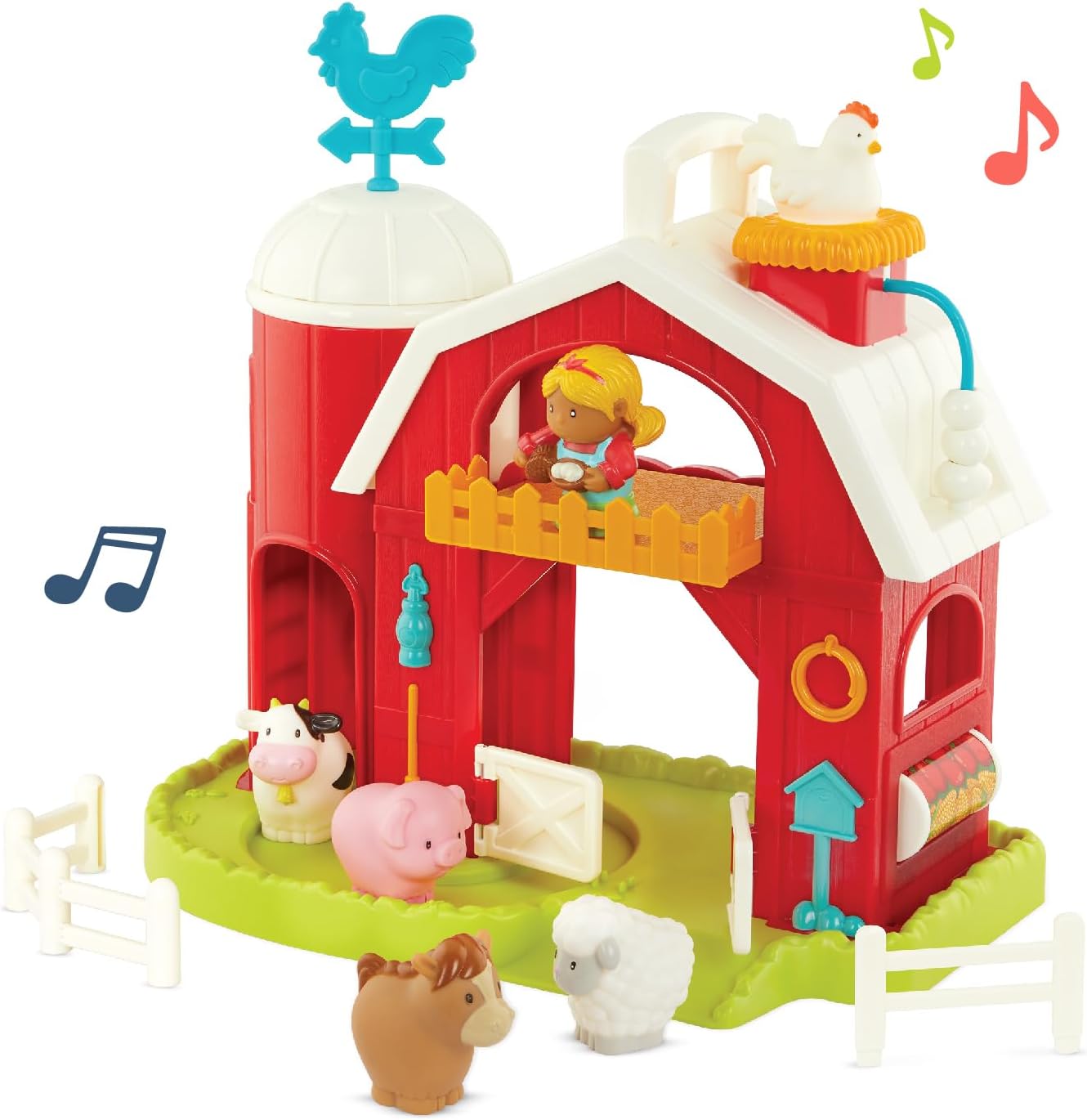 Battat – Farm Animal Toys – 10 Pieces Set, Music Playset With Barn & Animals, Pretend Play For Toddlers