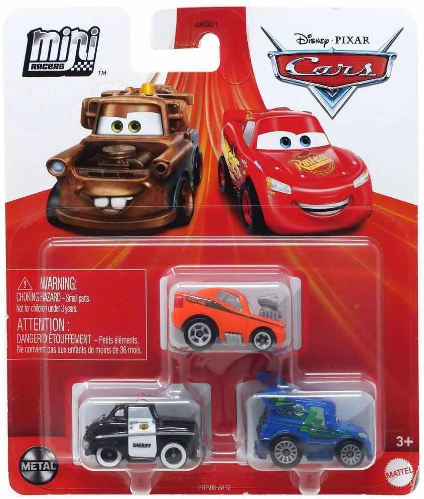 Pixar Mini Racers (Snot Rod - DJ - Sheriff) 3 Pack Minis New