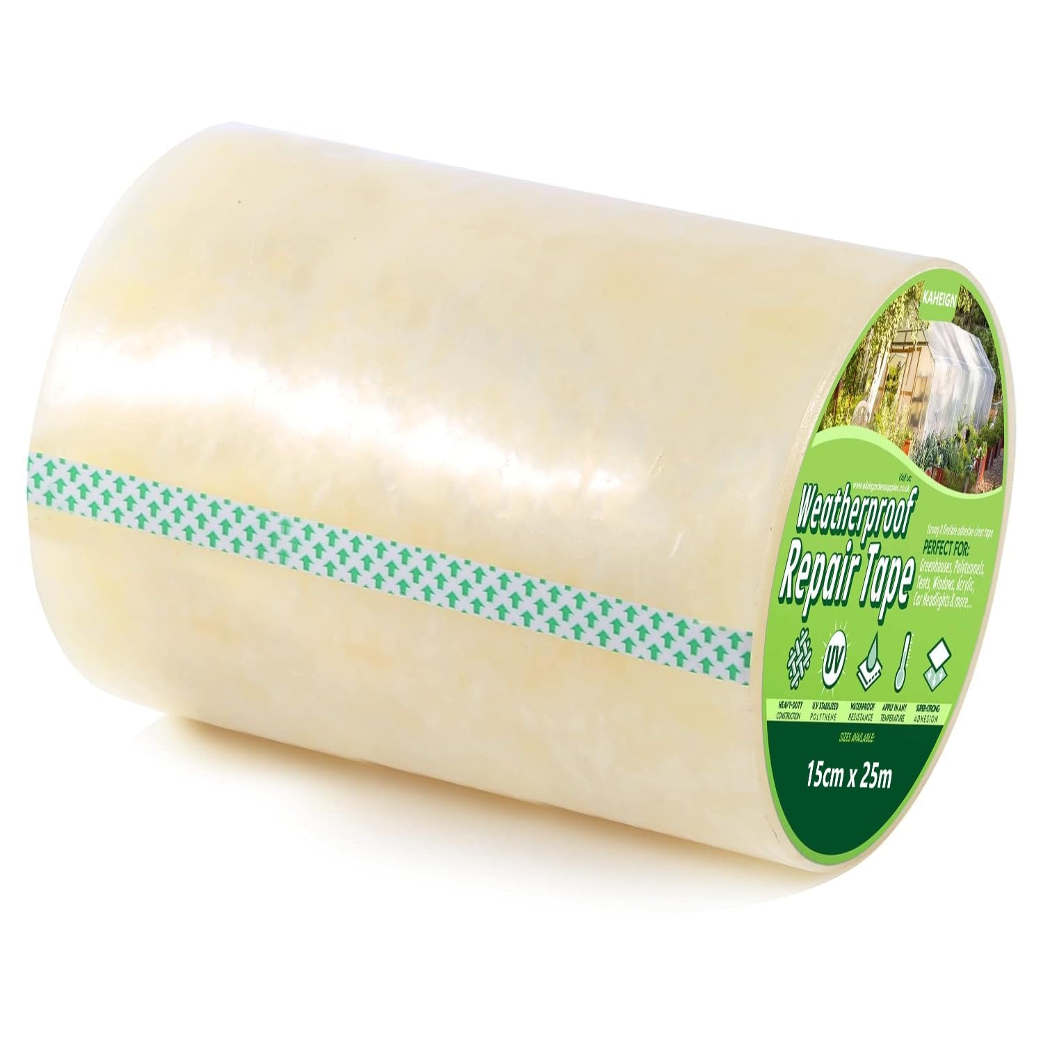 KAHEIGN 15cm x 25m Ruban de Réparation Transparent pour Serre et Polytunnel - 6mil en Polyéthylène - Scellage et Couture
