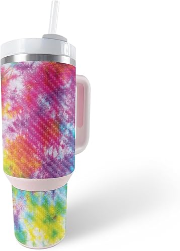 MightySkins - Skin de fibra de carbono compatible con el vaso Stanley The Quencher H2.0 FlowState de 40 onzas, teñido anudado, acabado de fibra de
