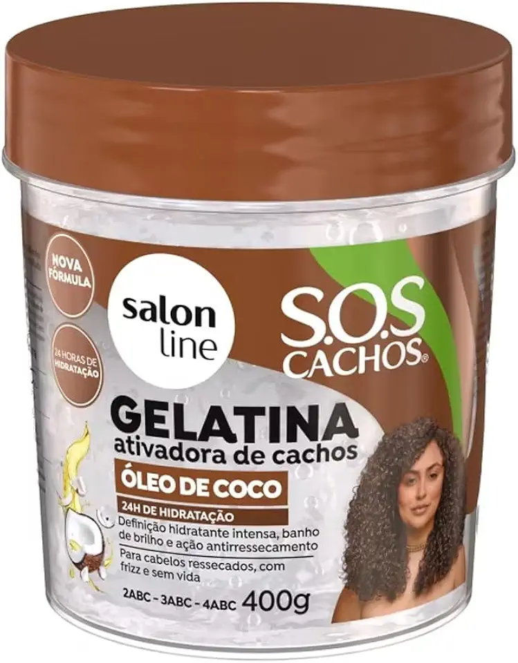 Salon Line, Gelatina Ativadora de Cachos, SOS Cachos, Óleo de Coco, Vegano - Para Cabelos Cacheados, 400 g