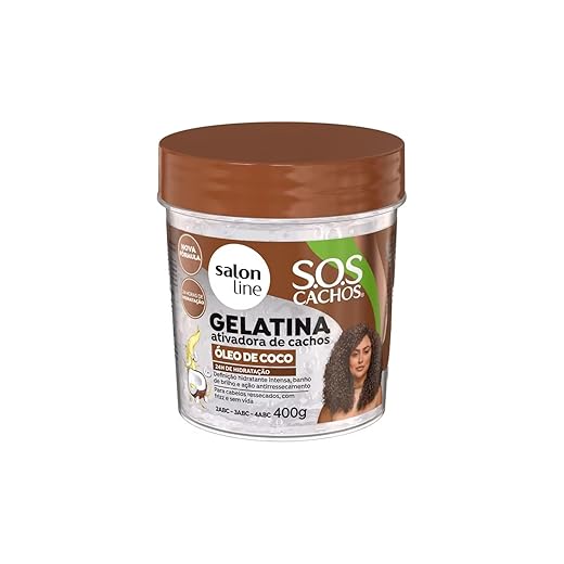 Salon Line, Gelatina Ativadora de Cachos, SOS Cachos, Óleo de Coco, Vegano - Para Cabelos Cacheados, 400 g