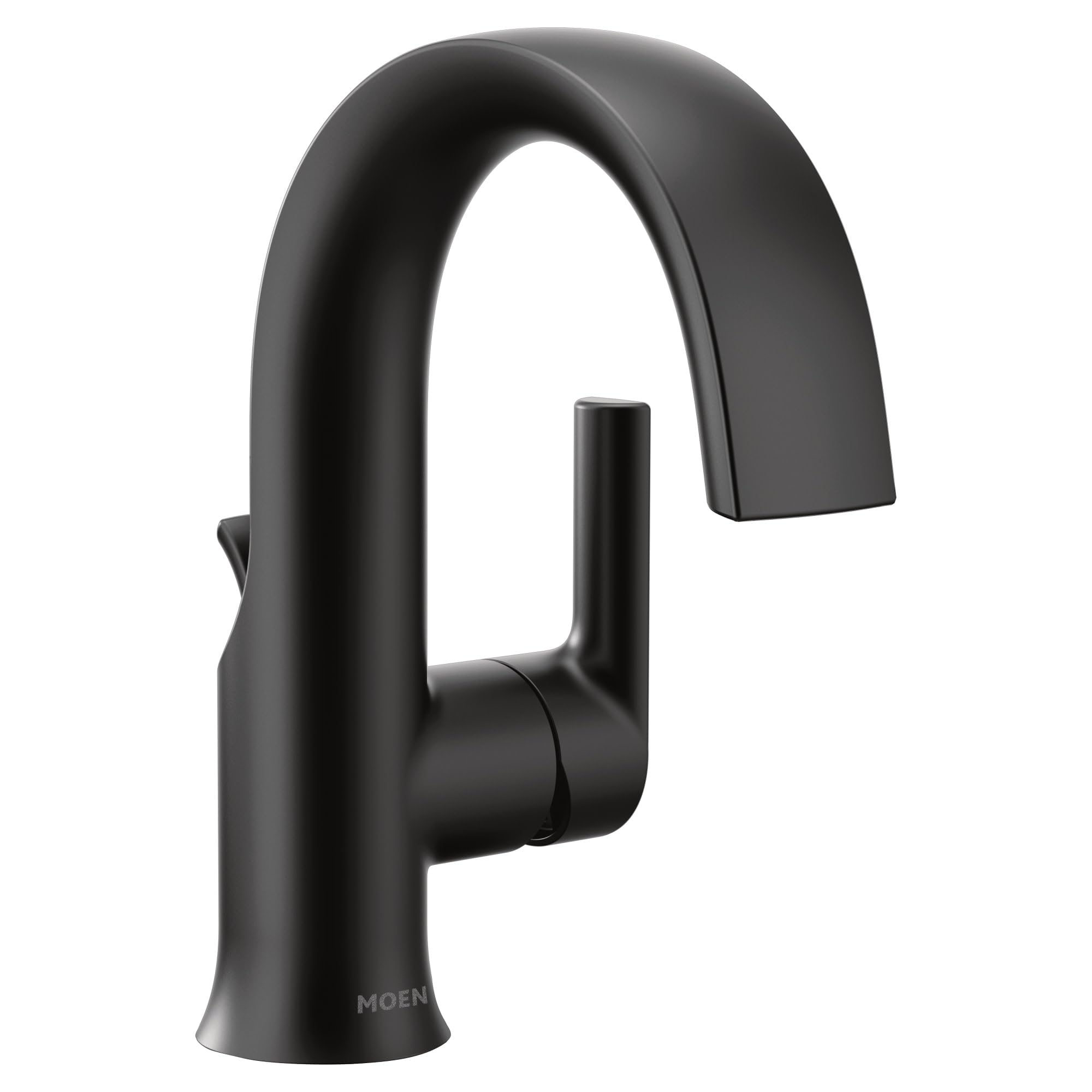 Moen Doux Matte Black One-Handle High Arc Laminar Stream Bathroom Faucet Contemporary Single Hole Bathroom Sink Faucet S6910BL