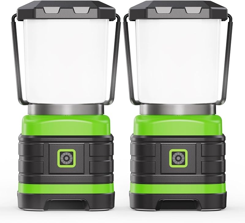 Lichamp Linterna LED para camping, luces LED con pilas, elementos esenciales para acampar, linternas portátiles para emergencias, huracanes, senderismo al aire libre, cortes de energía, equipo de supervivencia y uso doméstico, paquete de 2