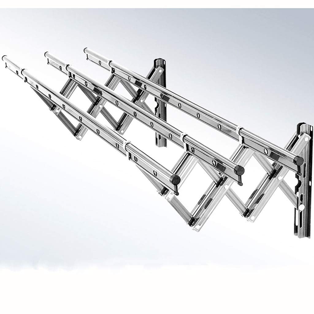 SN Extendable Cloth Drying Rack Folding Wall Mounted Aluminum Clothes Drying Rack Radiator Airer Hanging Window Sill Drying Rack Folding Retractable (Color : Silver, Size : 3track)