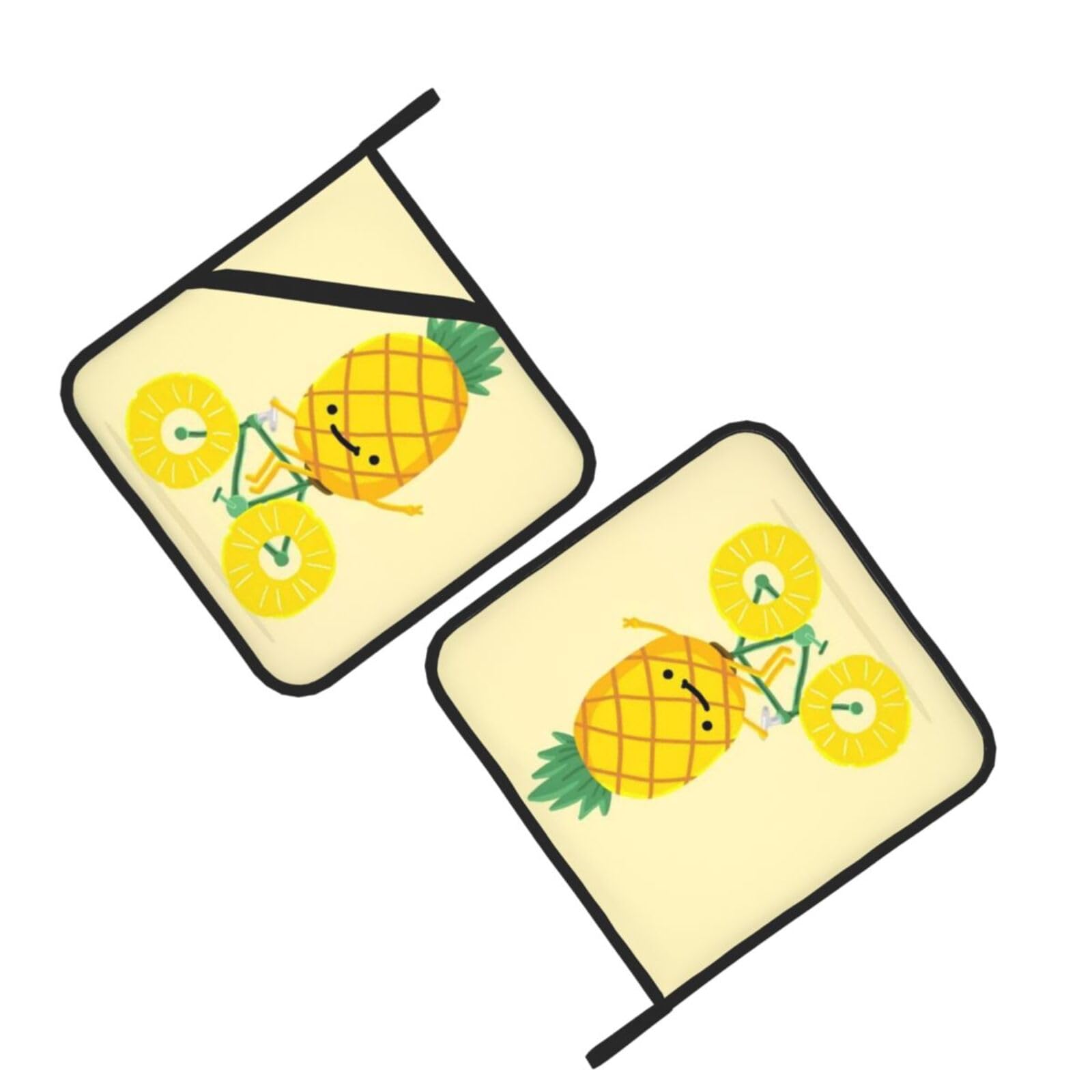 Pineapple bike Printed Oven Pot Holders Set of 2 Pcs Heat Resistant Kitchen Microwave Potholders for Cooking Baking Grilling