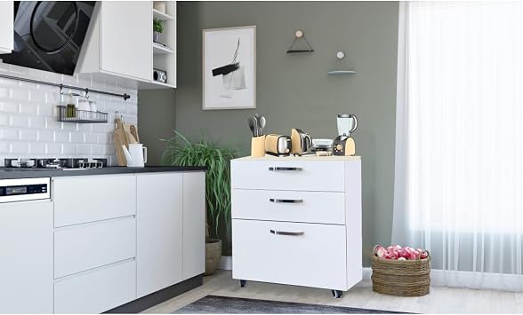 Mutfak Laminat Tezgahl  Alt Dolap 3  ekmeceli Tekerlekli 60 x 82