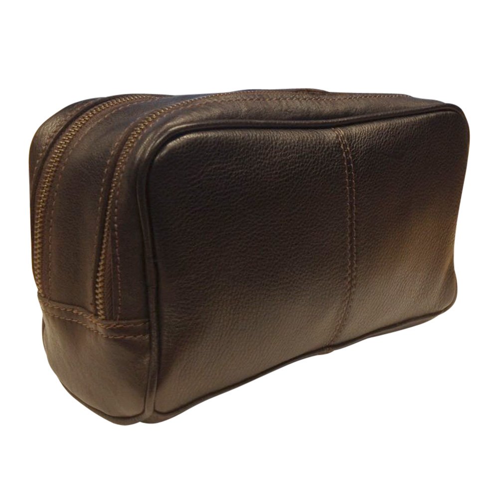 AsdruMark Dark Brown Compact Leather Wash Bag
